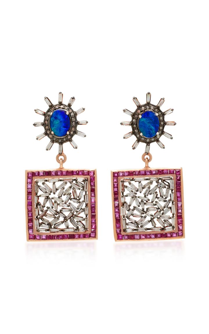Sanjay Kasliwal Diamond Square Drop Earrings