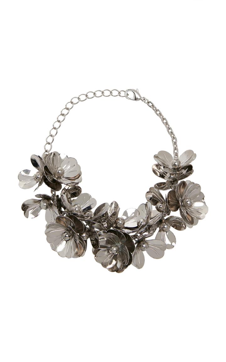 Balmain Silver Mini Rose Necklace