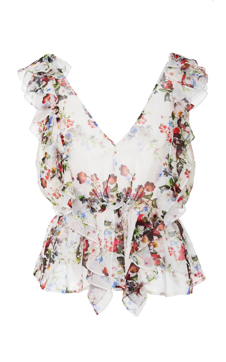Marissa Webb Viola Floral Ruffle Top