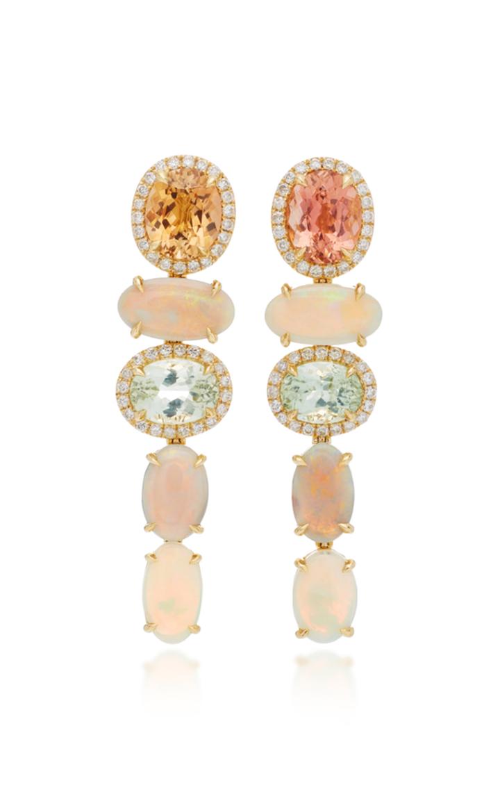 Katherine Jetter One-of-a-kind Pastel Tourmaline And Opal Drop Earrings