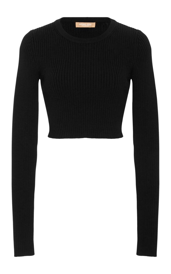 Michael Kors Collection Long Sleeve Crop Crewneck Top