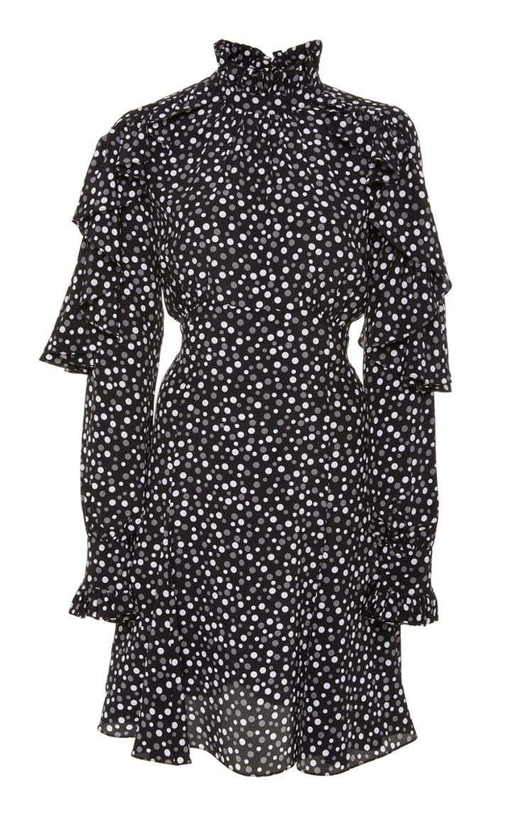 Michael Kors Collection Printed Ruffled Silk Dress