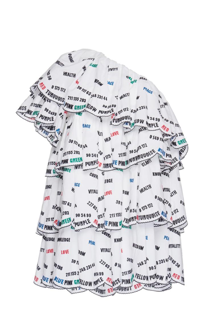 Msgm One Shoulder Print Dress