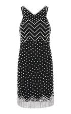 Joanna Mastroianni Zig Zag And Dots Pearls Embroidered Dress