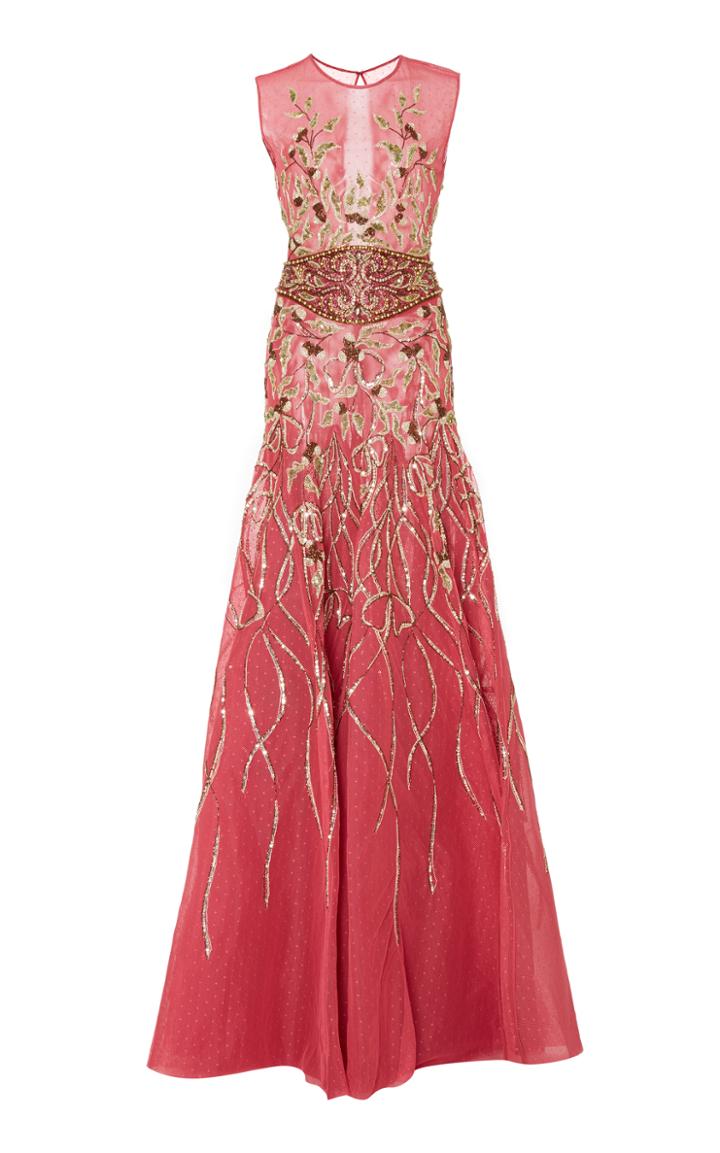 Georges Hobeika Bead Embroidered Tulle Gown