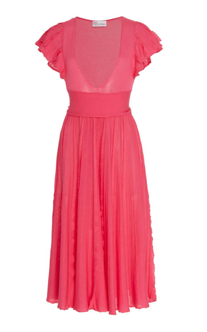 Moda Operandi Red Valentino Frilled Ponte Midi Dress Size: Xxs