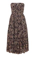 J. Mendel Strapless Pleated Silk-blend Lam Dress