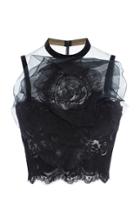 Marchesa Laced Illusion Tulle Top