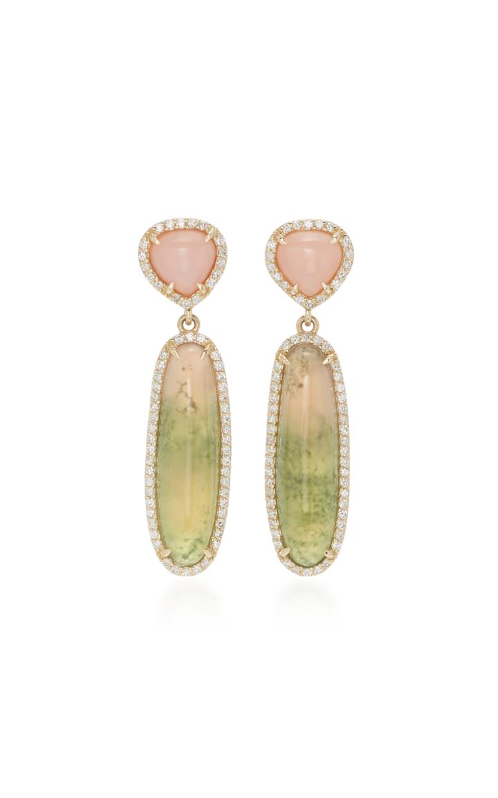 Sheryl Lowe 14k Gold, Diamond And Tourmaline Earrings