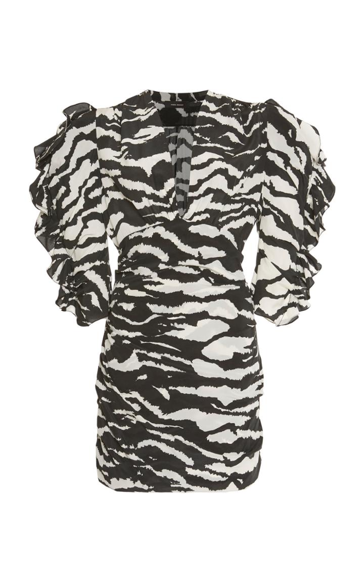 Isabel Marant Farah Zebra-print Stretch-silk Mini Dress Size: 38