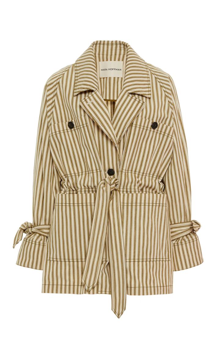 Moda Operandi Mara Hoffman Arlo Striped Twill Tie-front Jacket Size: Xxs