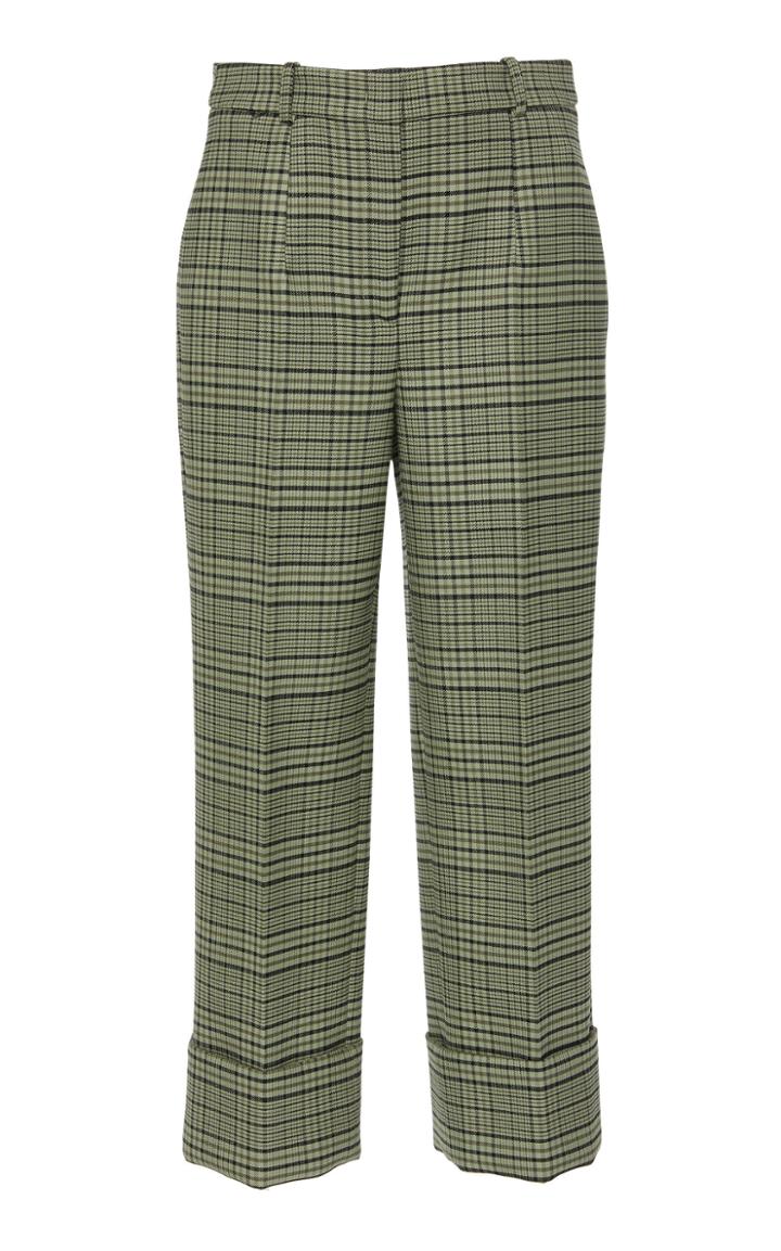 Michael Kors Collection Cropped Checked Wool-blend Pants
