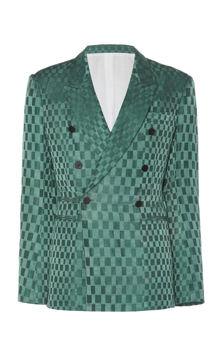 Haider Ackermann Double-breasted Linen And Silk-blend Jacquard Blazer