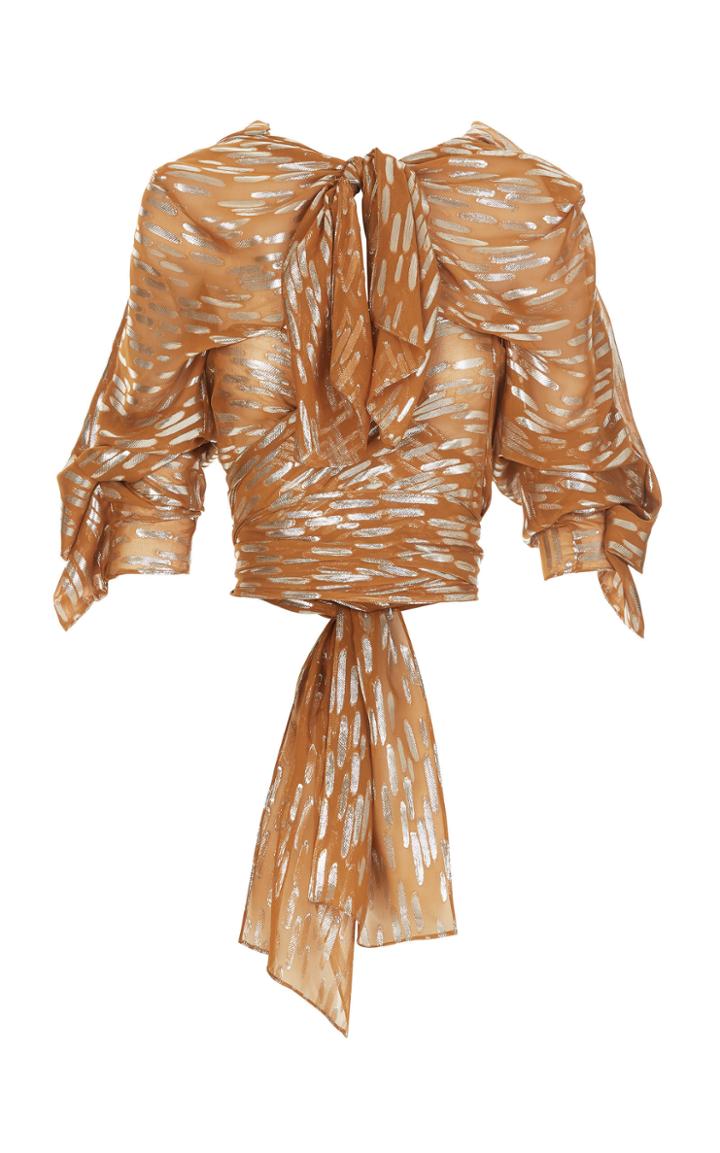 Maticevski Bouquet Metallic Silk Cropped Blouse