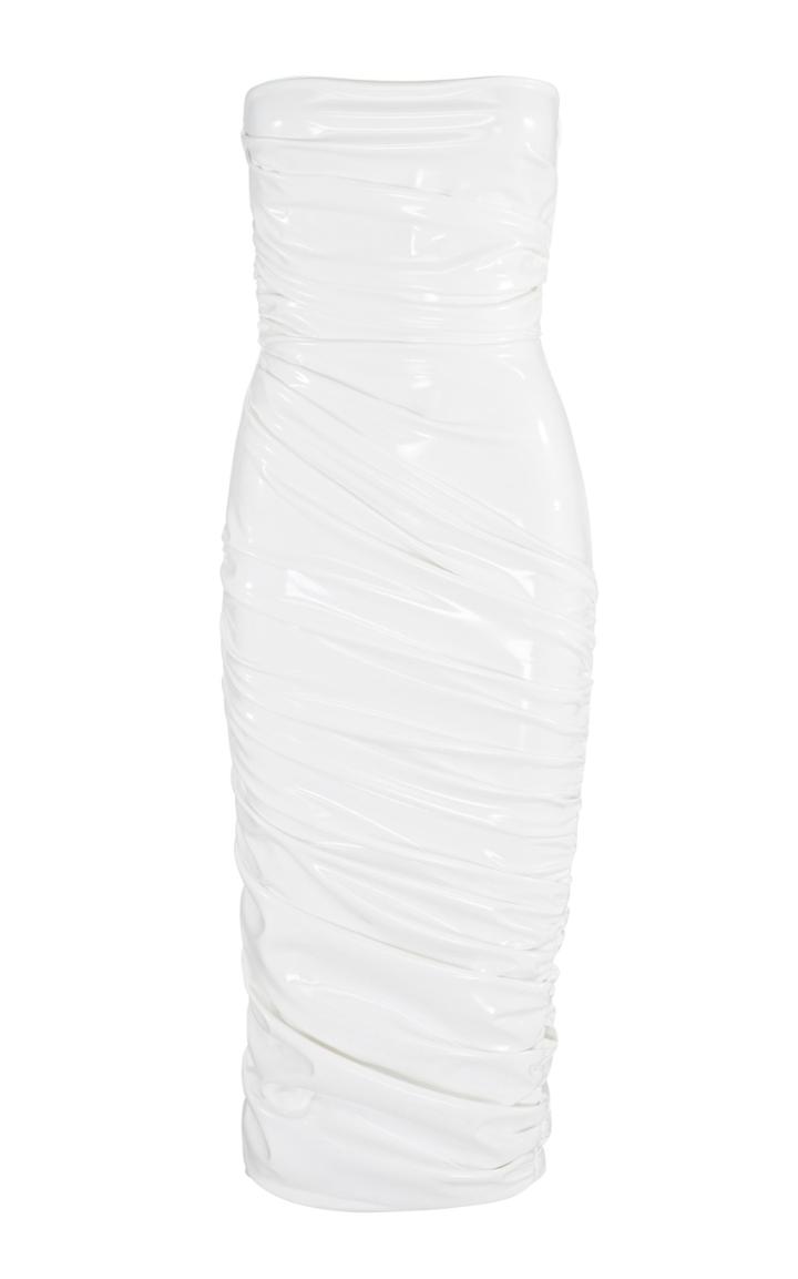 Alex Perry Walker Gathered Vinyl Midi Dress