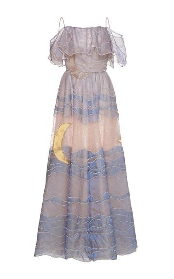 Sandra Mansour Claire De Lune Tulle Embroidered Long Dress