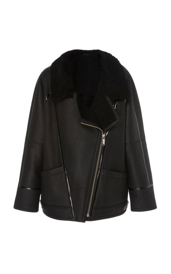 Nour Hammour Kim Oversize Shearling-lined Leather Jacket