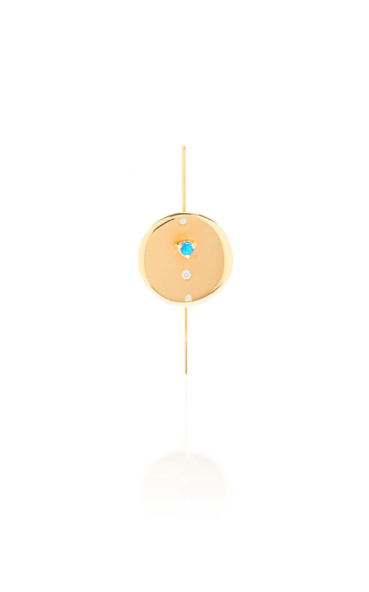 Wwake Single Opal And Diamond Large Medallion Earring