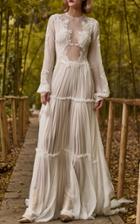 Costarellos Bridal Silk Chiffon Tiered Dress