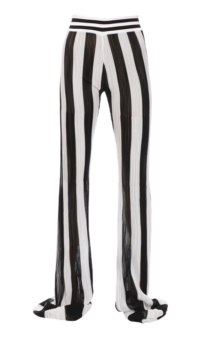 Moda Operandi Balmain Pleated Striped Knit Flared Pants Size: 36