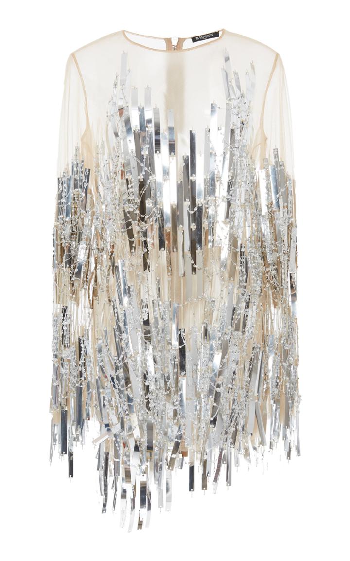 Balmain Embroidered Mesh Dress