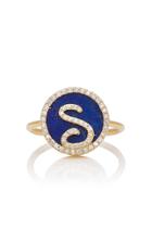 Names By Noush Treasure Disk Roman Initial Ring With Lapis Lazuli Gemstone