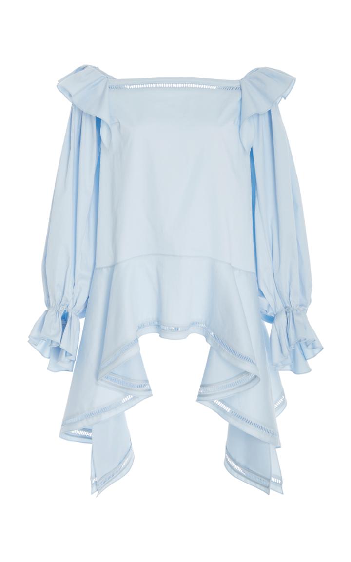 Zac Posen Stretch Cotton Poplin Off-the-shoulder Top