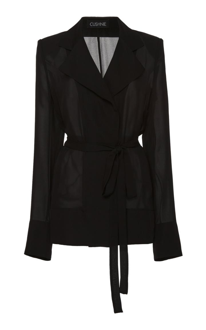 Cushnie Sheer Belted Silk Jacket