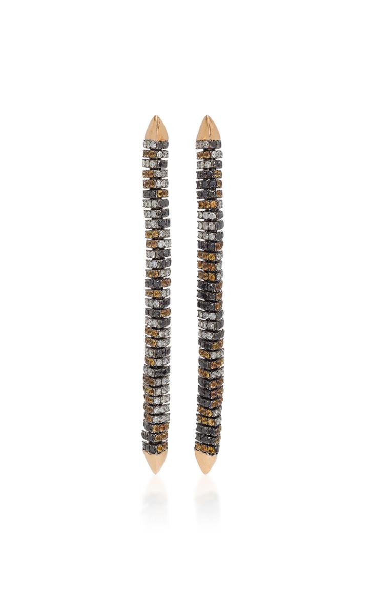 Ofira White & Black Diamond Multi Line Earrings