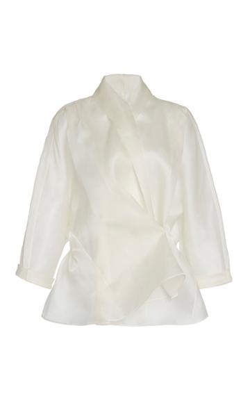 Moda Operandi Piece Of White Gazelle Pleated Back Silk Organza Shirt