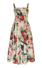 Dolce & Gabbana Pleated Floral Organza Midi Dress