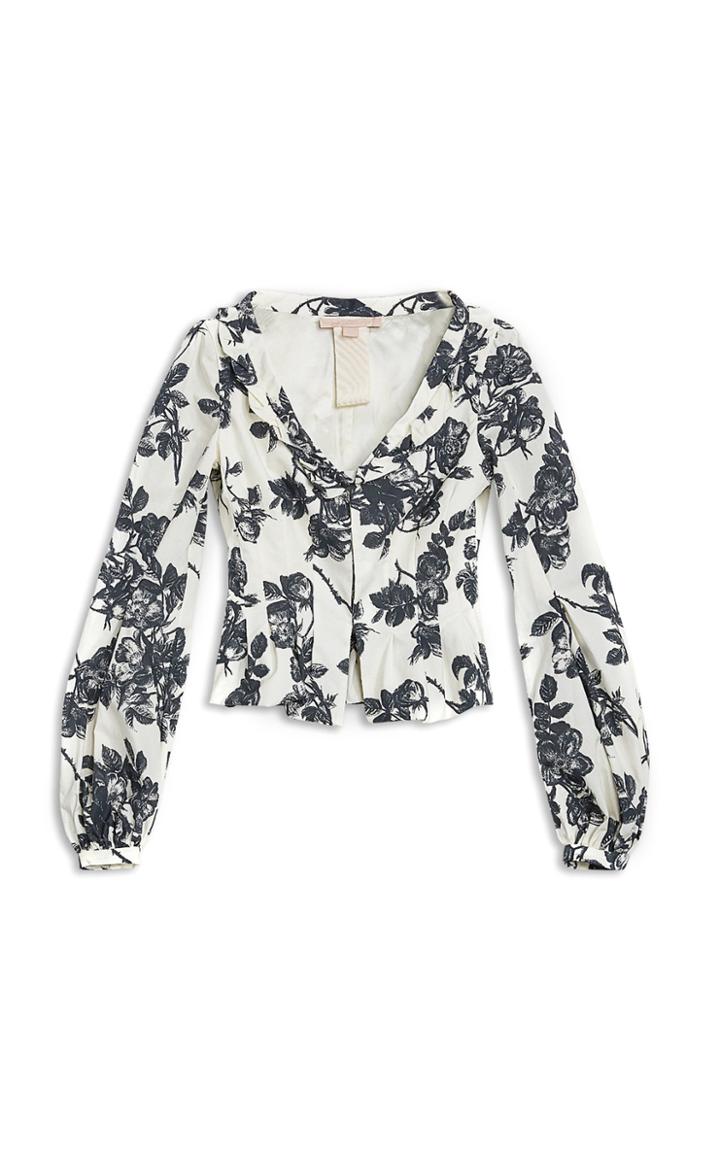 Moda Operandi Brock Collection Sabrina Peplum-waist Floral Cotton Cropped Jacket
