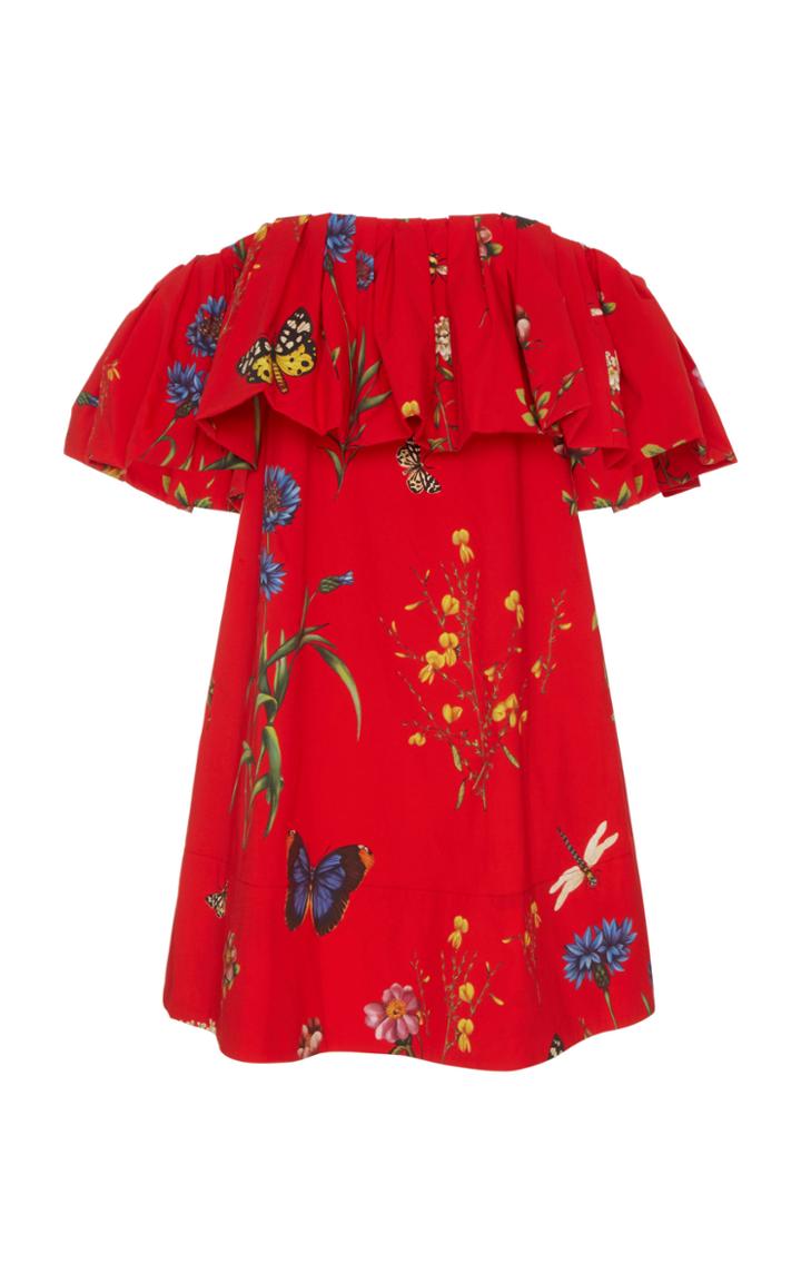 Moda Operandi Oscar De La Renta Printed Cotton-poplin Dress Size: 0