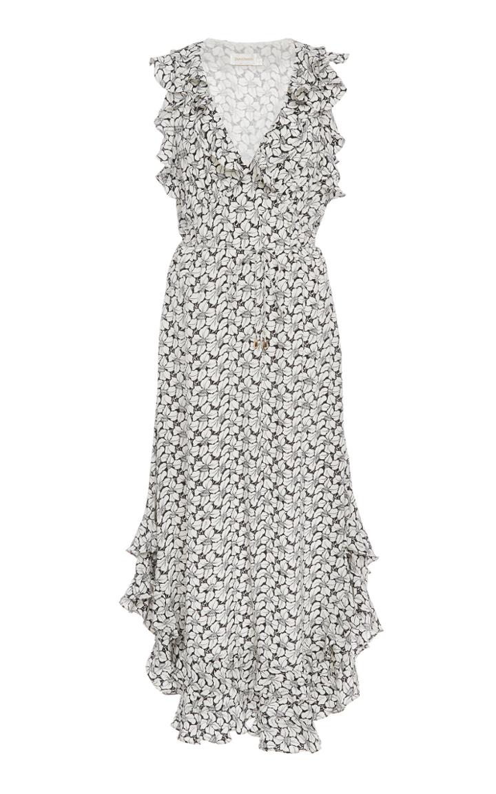 Zimmermann Ruffle Printed Midi Dress
