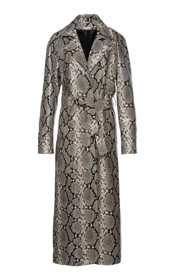 Attico Snake Print Leather Trench Coat