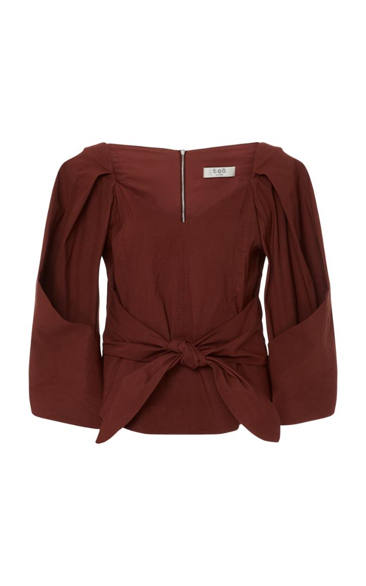 Sea Three Quarter Sleeve Sweetheart Top
