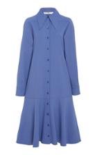 Tibi Flounce-hem Crepe Shirtdress