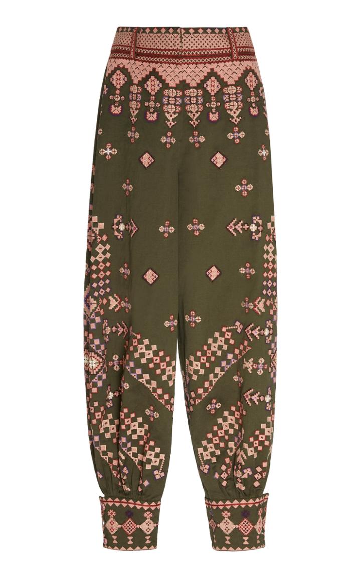 Moda Operandi Ulla Johnson Safa Cotton Embroidered Pant Size: 0