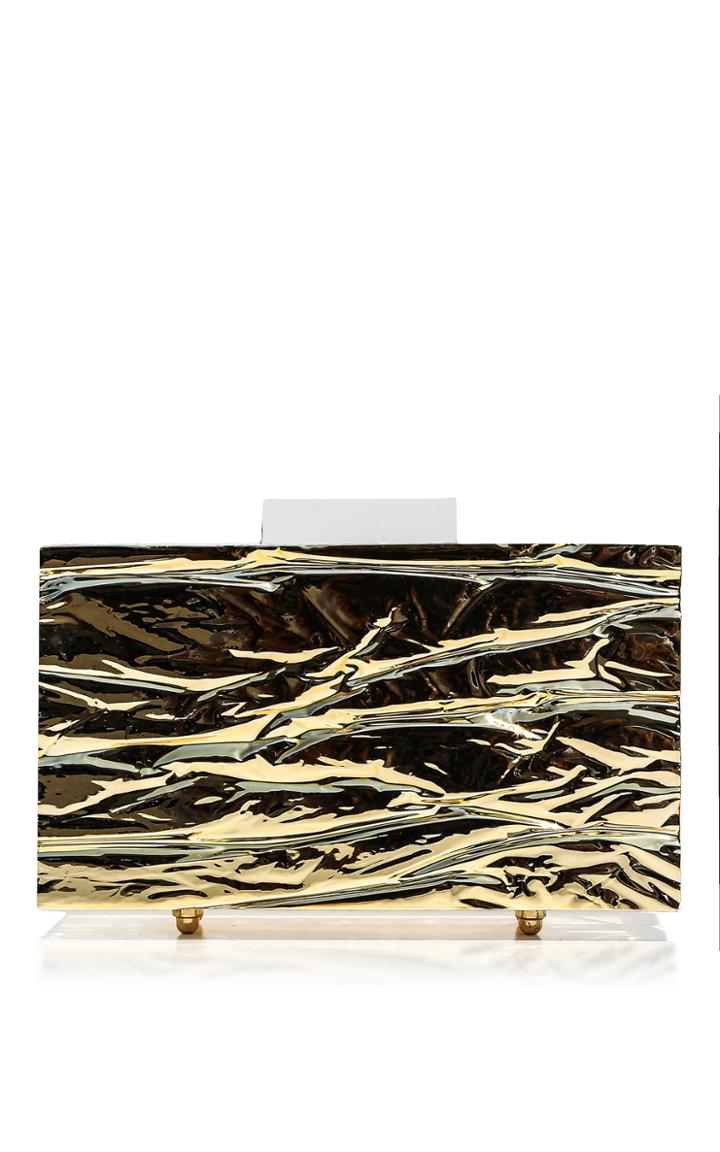 L'afshar Small Chrome Crushed Ice Clutch