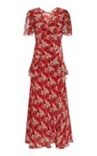 Rixo Evie Printed Silk-chiffon Midi Dress