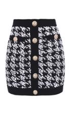 Balmain Houndstooth Tweed Mini Skirt