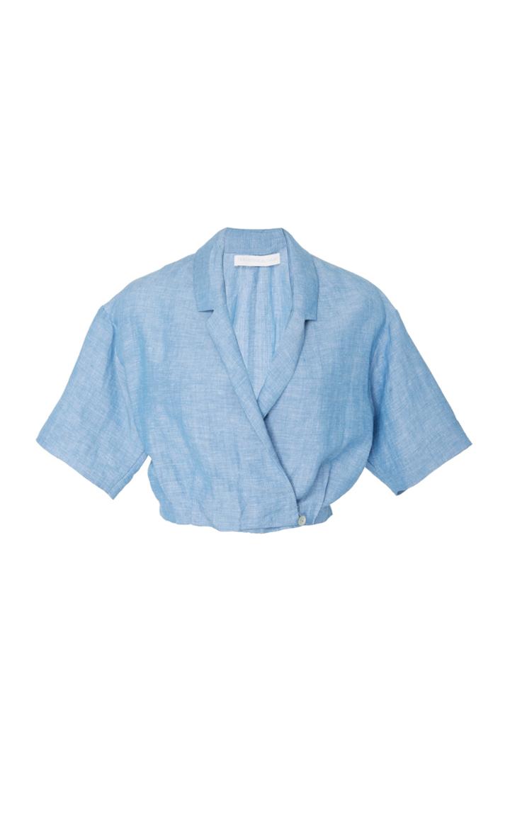 Christine Alcalay Linen Blend Wrap Top