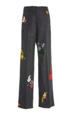 Moda Operandi Oscar De La Renta Embroidered Patchwork Wool Cashmere Pants