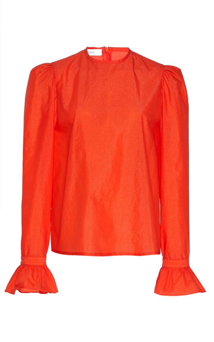 Beaufille Maiolino Cap Sleeve Crepe Blouse