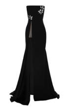 Alex Perry Fallon Satin Crepe Strapless Crystal Gown