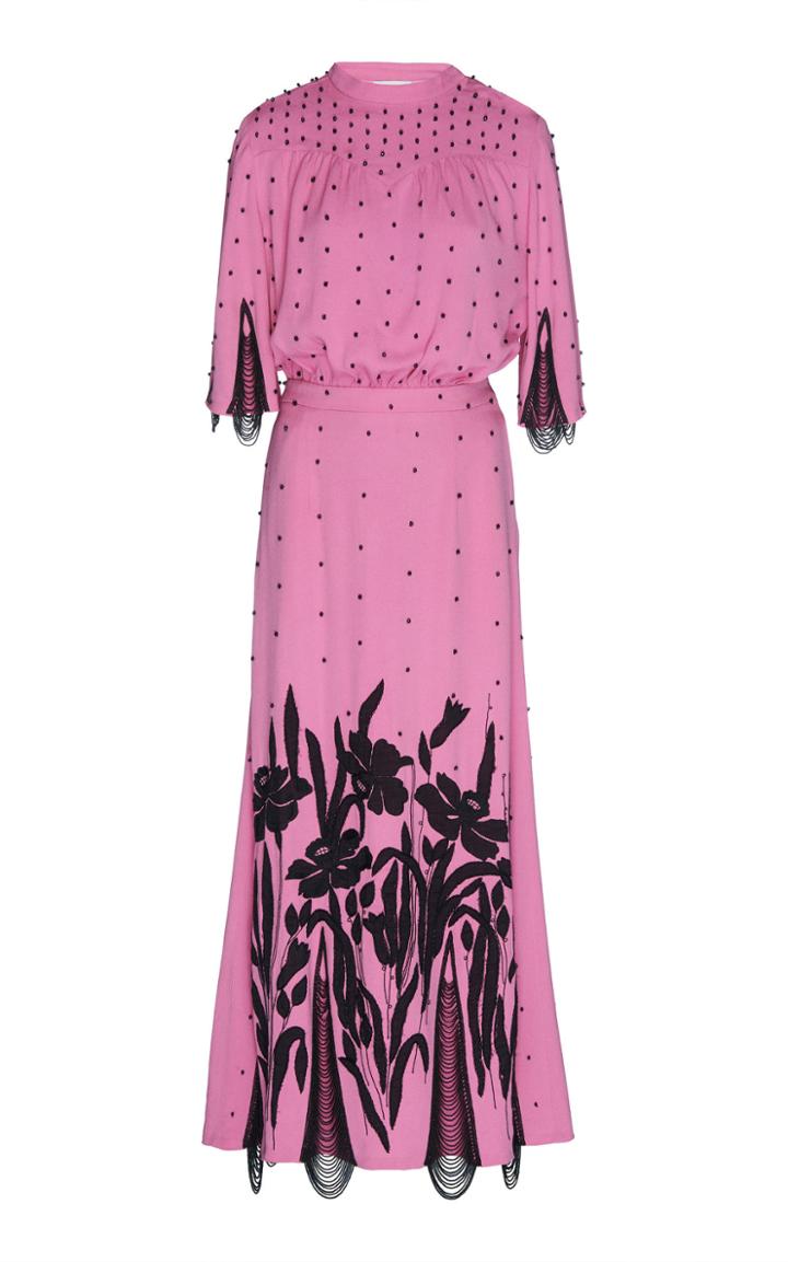 Attico Satin Embroidered Dress
