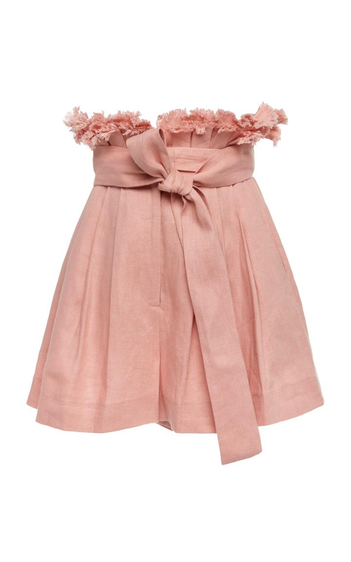 Alexis Jolan Tie-front Pleated Linen Shorts