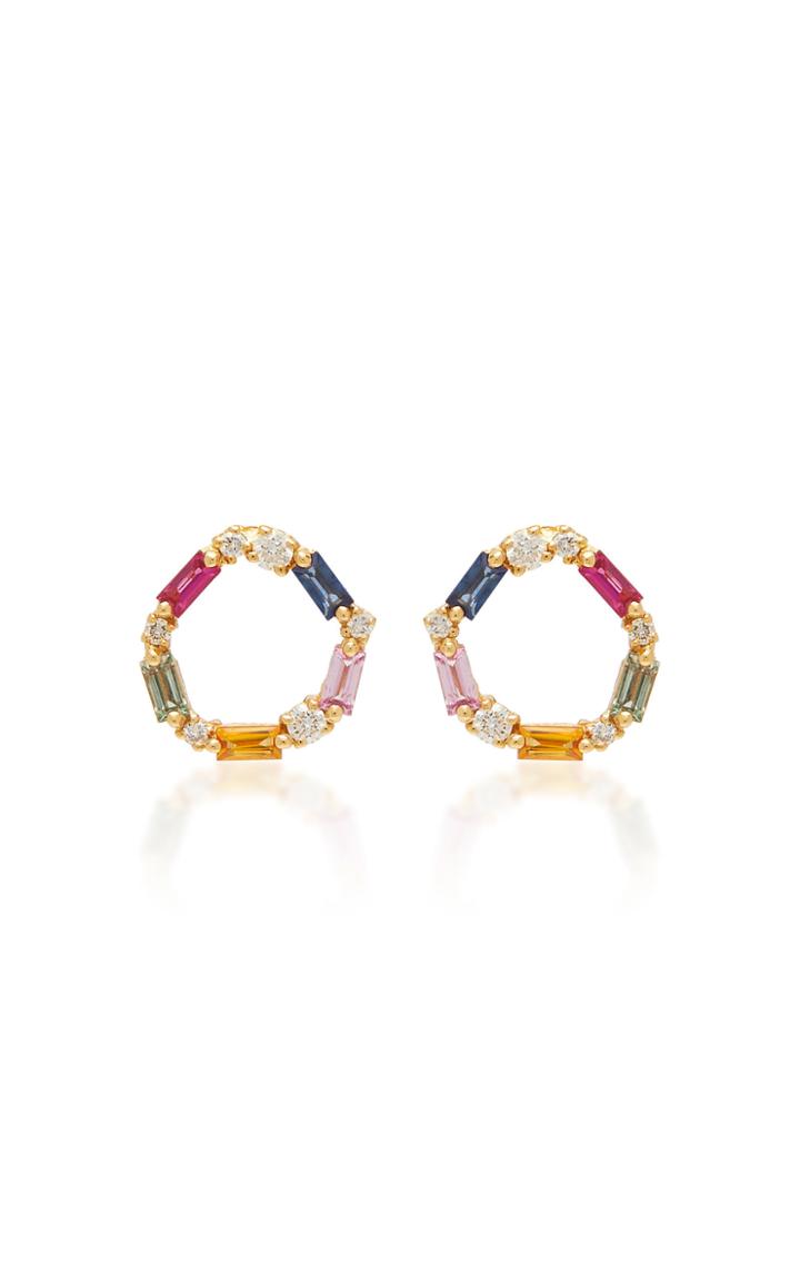 Suzanne Kalan 18k Rose Gold And Sapphire Round Open Stud Earrings