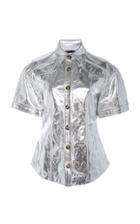 Proenza Schouler Short-sleeve Metallic Leather Shirt