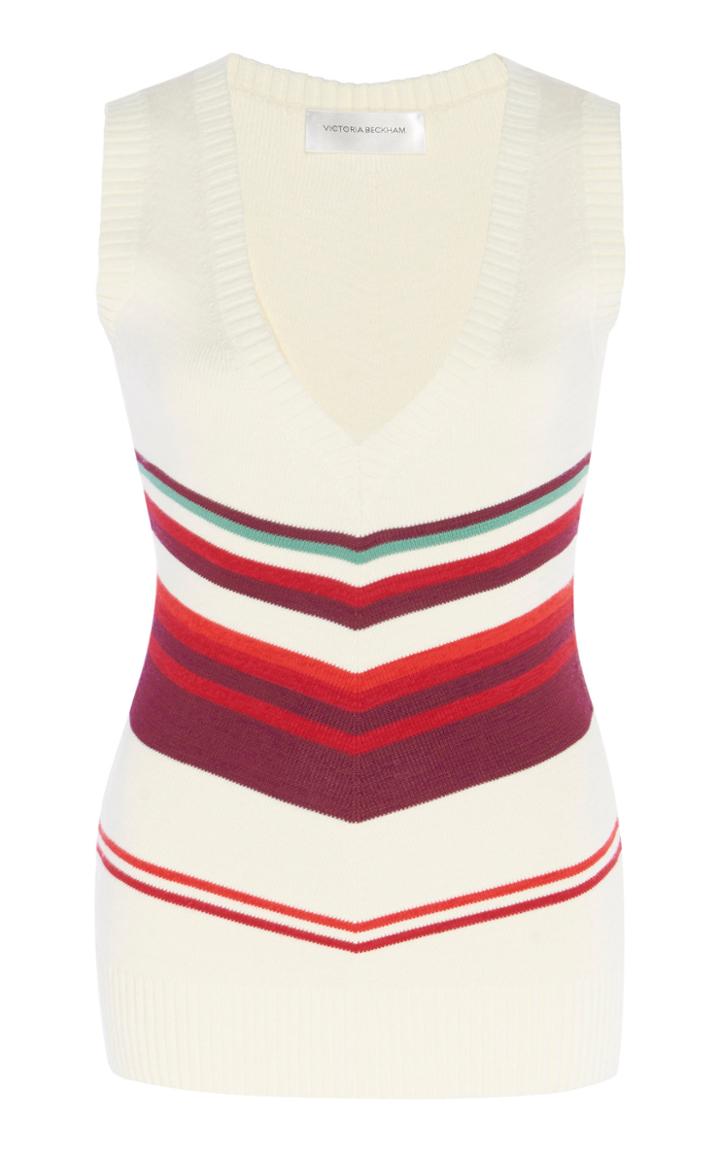 Moda Operandi Victoria Beckham V-neck Jacquard-knit Top Size: Xs